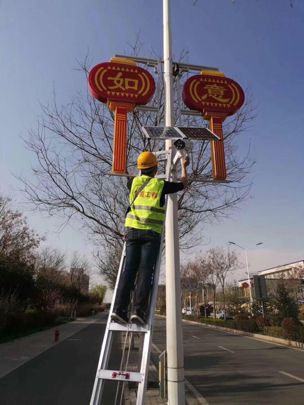 西安浐灞工業園區雪亮工程用 Okeyset 太陽能無線監控一體機